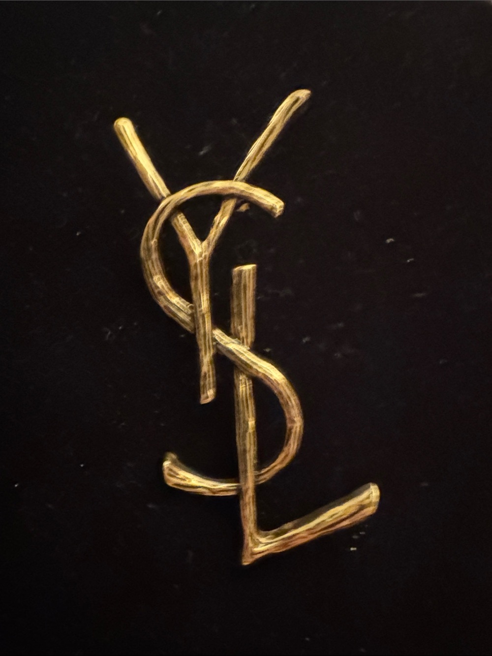 Brooch antique  Gold tone Textured Monogram Brooch signed in back